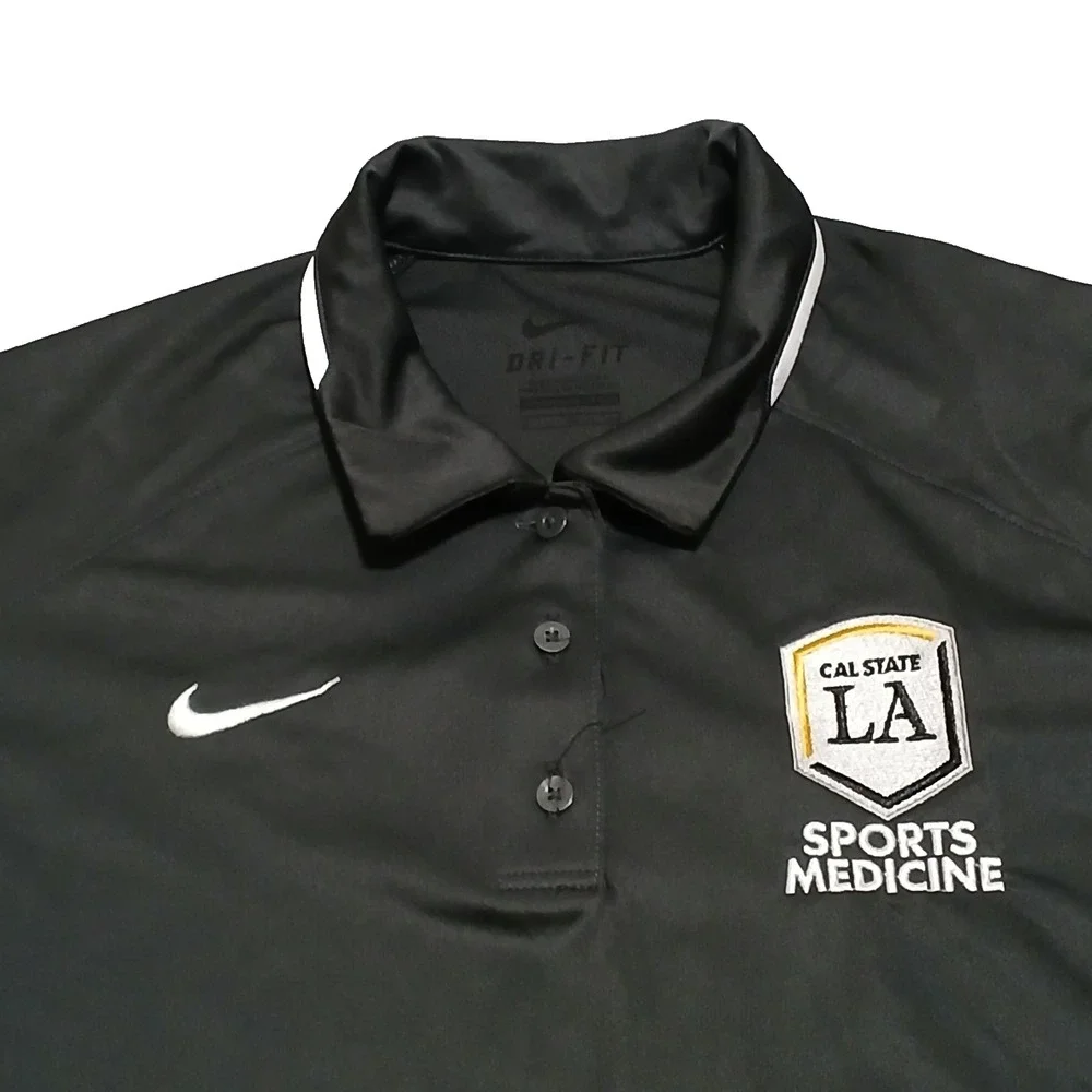 Nike Dri-Fit Womens Polo Shirt Black‎ Cal State LA College Sports Medicine XL